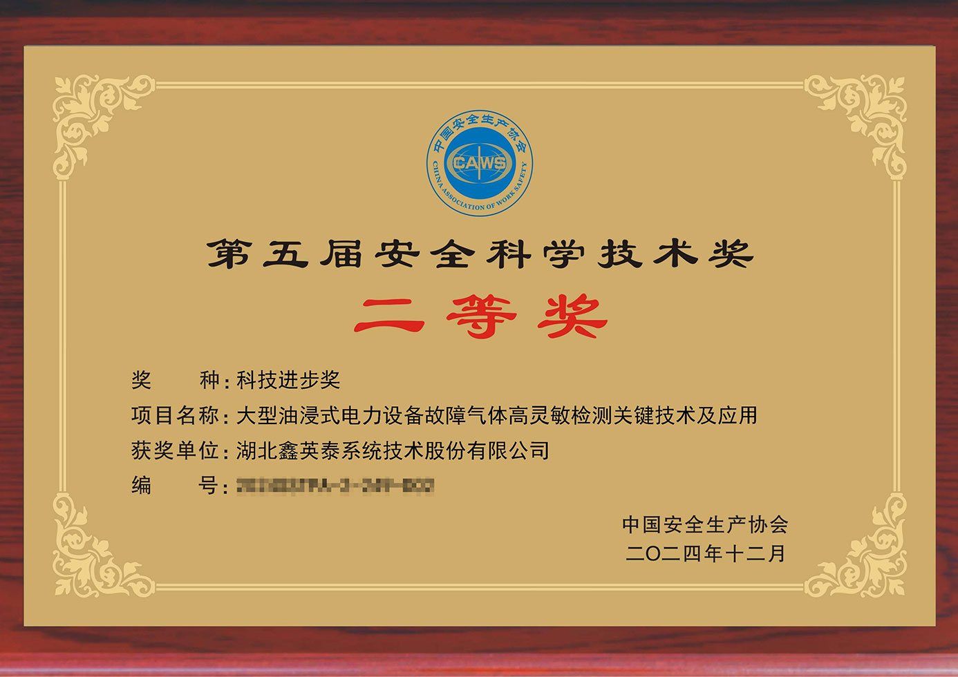第五屆安全科學(xué)技術(shù)獎(jiǎng)二等獎(jiǎng)